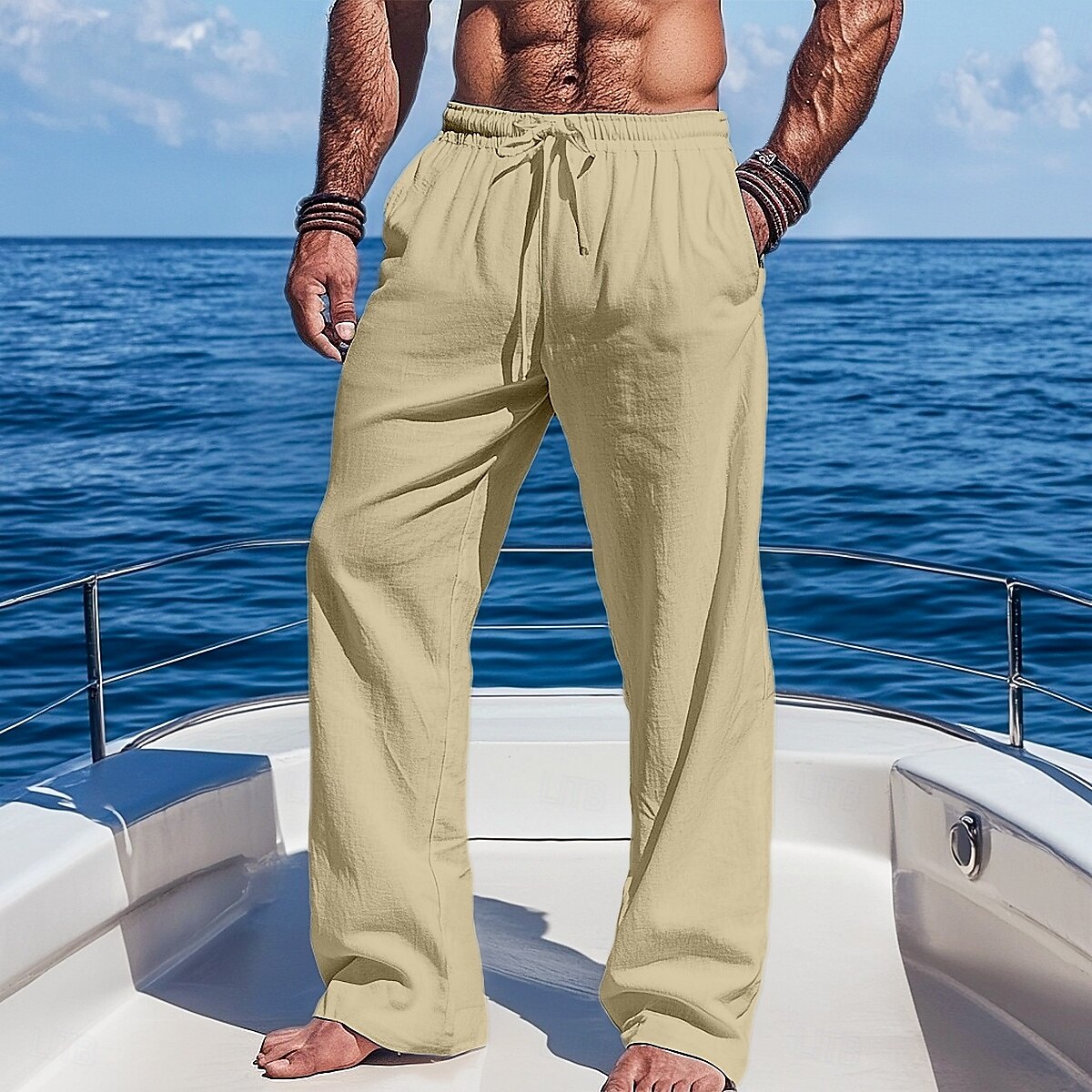 Homme Pantalons en Lin Pantalons Pantalon d'été Pantalons Amples Pantalons de Plage Taille Élastique Cordon de serrage Jambe Droite Uni Confort Respirant Longueur complète Extérieur Occasionnel de 2025 ? $20.99 –P4