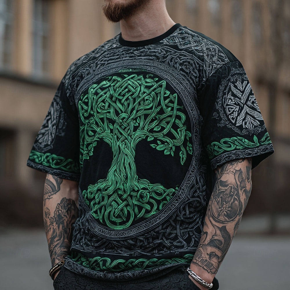 Herren 3D Kelten Baum des Lebens T Shirt Kurzarm T-Shirt 3D-Druck Rundhalsausschnitt Hemd Mode Vikinger Designer Lässig Täglich Party Blau Grün Armeegrün Sommer Frühling Bekleidung S M L XL XXL XXXL 2026 - $19.49 –P1