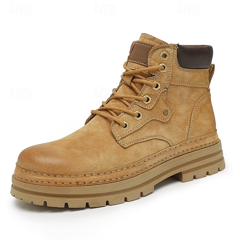 stivali da lavoro in pelle scamosciata color cuoio da uomo – stivaletti casual con lacci per l'escursionismo, il lavoro agricolo e l'uso quotidiano del 2026 a $79.99 –P1