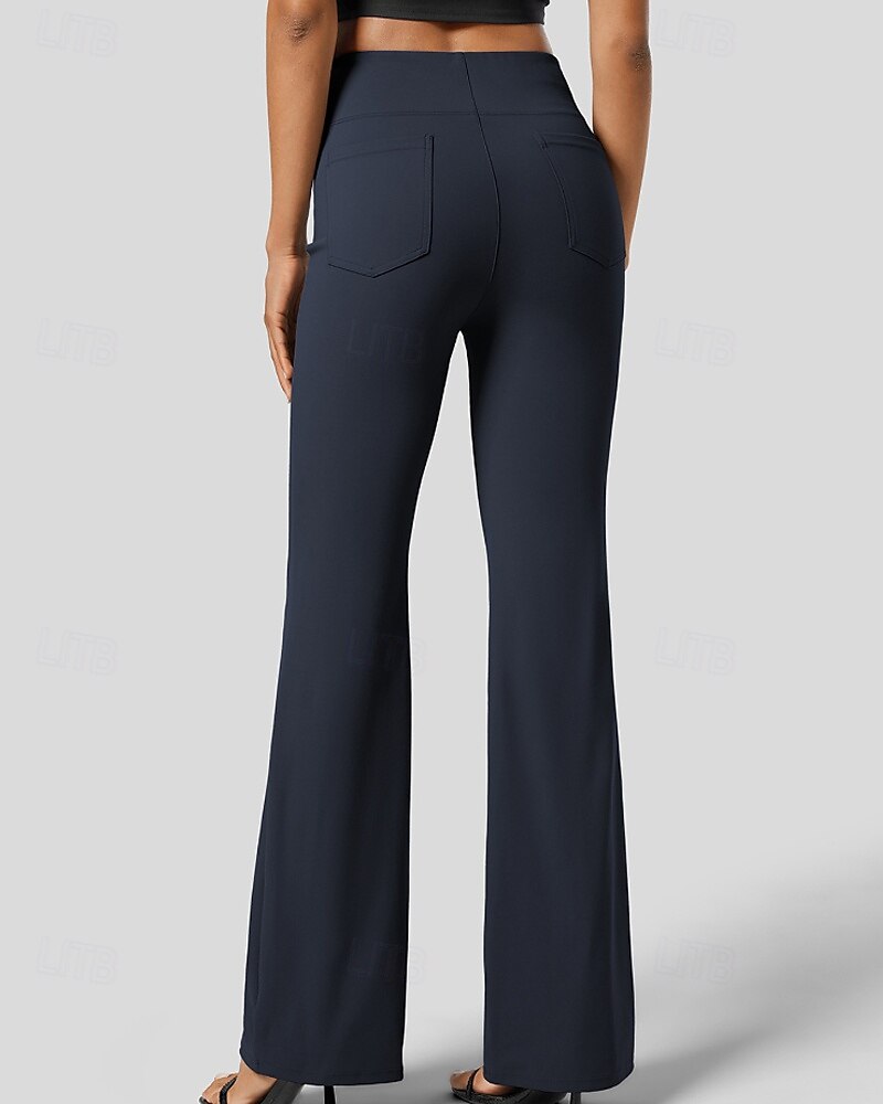 Per donna Gamba larga Pantaloni a zampa Pantaloni Eleganti Streetwear Casual Lunghezza intera Naturale Semplice Tasca Elastico in vita Comodo All'aperto Vacanza Ferie Grigio scuro Nero Verde militare del 2025 a $24.99 –P6