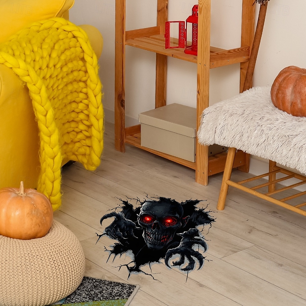 Halloween-kallon rikkinäinen seinätarra, kauhutarra 3D-tarra makuuhuoneeseen ja olohuoneeseen, aavemainen kummitustalon sisustus, kuori ja kiinnitä seinätaide kotijuhliin 2025 - $6.99 –P6