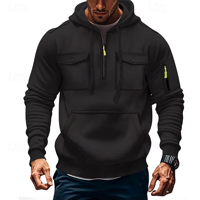 Bărbați Hanorac cu Glugă Hanorac cu fermoar Hanorac tactic Negru Verde Militar Roșu-aprins Albastru piscină Cămilă Capișon Simplu Buzunar Quarter Zip Sporturi & Exterior Casual Zilnic Șic Strad 2025 - $23.99 –P6
