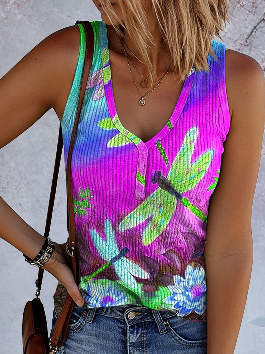 Pentru femei Camisole Tank Top Ombre Grafic Animal Epocă Tropical Stilat Fără manșon Fără mâneci În V Topuri obișnuite Zilnic Imprimeu Galben Albastru piscină Mov Vară Primăvară 2025 - $17.99 –P2