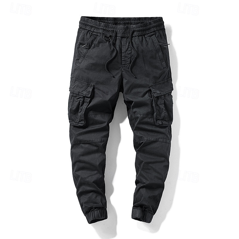 Homens Calças Cargo Calças Cintura elástica Com Cordão Bolso multi Tecido Vestível Ao ar livre Diário Acampar e Caminhar Moda Clássico Preto Verde Tropa de 2025 por €30.99 –P9