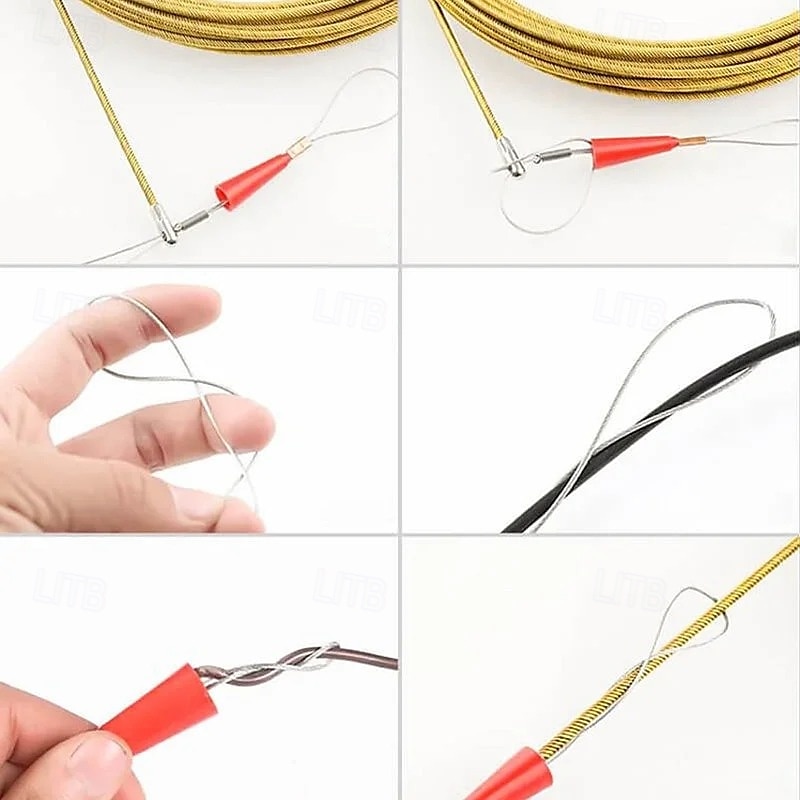 Dispositif universel d'enfilage de fil, outil d'extraction de câble d'électricien, enfileur de fil pour conduits et canaux muraux, guide-fil en acier durable pour l'installation de câbles électriques de 2025 ? $12.99 –P5
