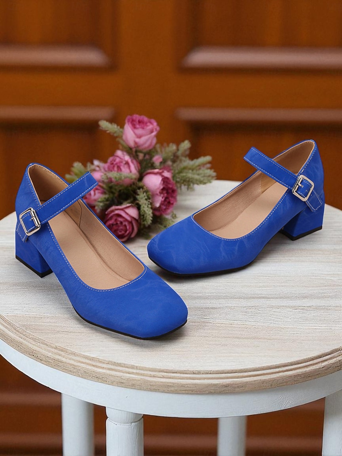 Chaussures Mary Jane violettes à talons carrés pour femmes – Escarpins habillés en similicuir à bout rond avec bride réglable pour dames, idéales pour les sorties quotidiennes, les événements scolaires ou le bureau de 2025 ? $46.99 –P5