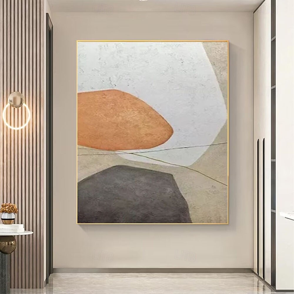 oil painting Large Handmade abstract stone orange oil painting Modern Abstract painting Geometric Composition with Warm Accents Canvas Painting for bedroom living room artwork 2025 - $141.99 –P2