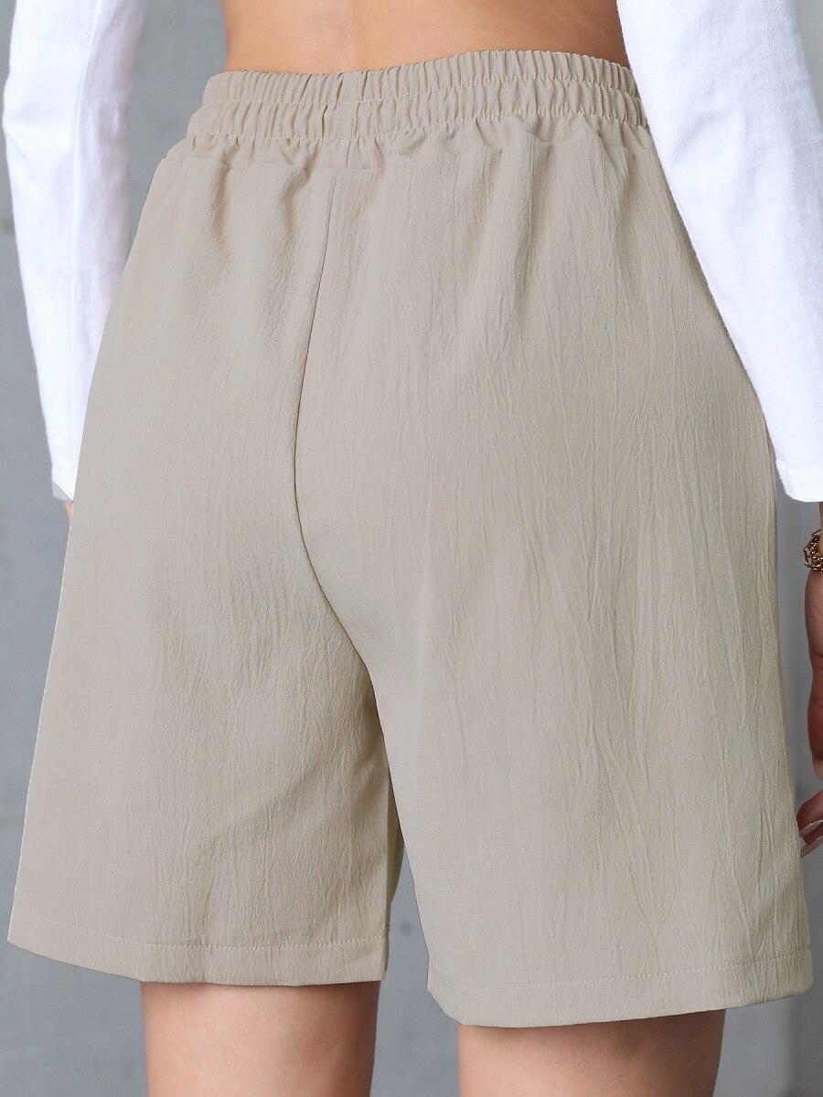 Pentru femei chinez Pantaloni Scurți De Bază Casual Scurt Talie Înaltă Simplu Buzunar Curea elastică Confortabil Απαλό Comfortabil Strech În aer liber Stradă Caisă Alb Roz Îmbujorat Albastru piscină 2025 - $15.99 –P5