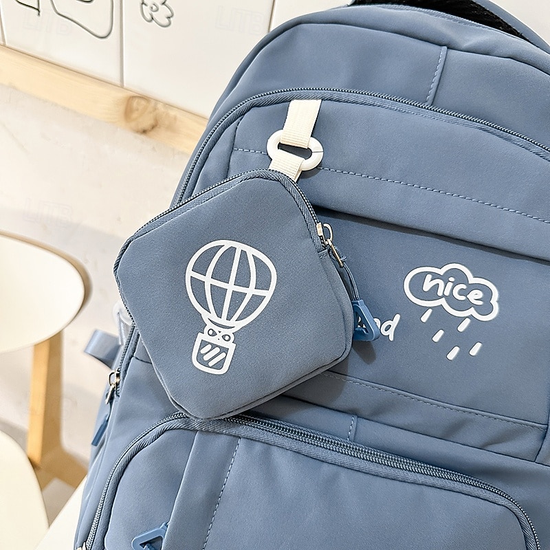 Sac à dos d'école noir pour adolescent avec motif patch et pochette – sac à dos élégant pour les collégiens et les lycéens, prêt pour la rentrée de 2025 ? $29.99 –P2