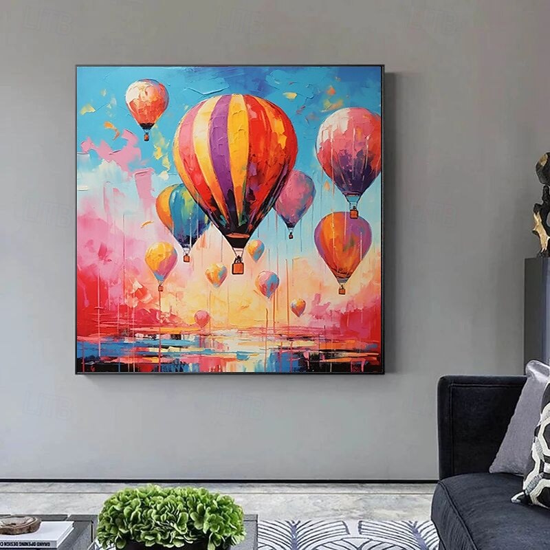 käsintehty öljymaalaus kankaalle seinälle koristelu moderni abstrakti kuumailmapallomaisema kodin sisustukseen venytetty kehys roikkuu maalaus/rullattu kehyksetön venyttämätön maalaus 2026 - $49.99 –P3