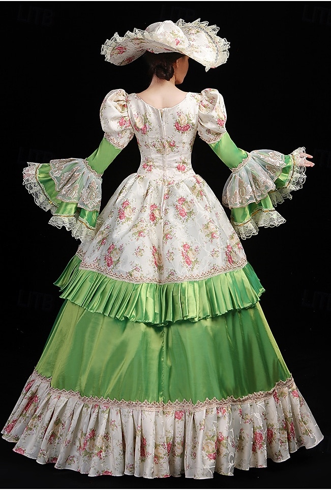 ancien Rococo Renaissance Maxi Robe Normal Juliette Princesse Mariée Plissé Volanté Princesse Col rond Déguisement Femmes Halloween Carnaval Mascarade Soirée Halloween Performance Adultes de 2026 ? $263.59 –P4