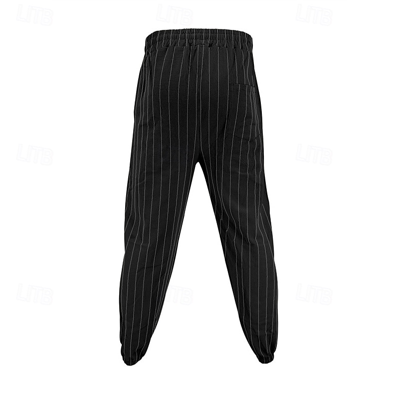 Hombre Pantalones de lino y algodón Pantalones deportivos Pantalones de Deporte Persona que practica jogging Pantalones Bolsillo Cintura elástica Correa A Rayas Comodidad Deporte Diario Moda Casual 2025 - $23.99 –P8