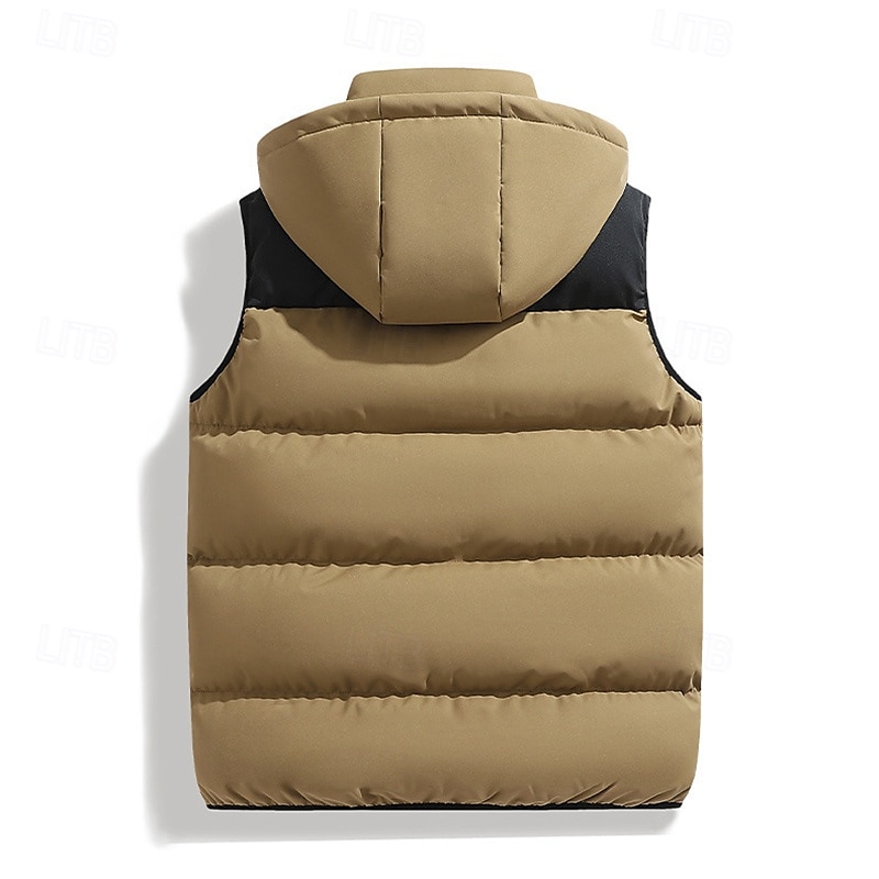 Herren Wanderweste Pufferweste Ärmellos Weste Außen Thermowarm Winter Reißverschluss Tasche Polyester Schwarz Grün Khaki Jagd Angeln Klettern 2025 - $44.99 –P10