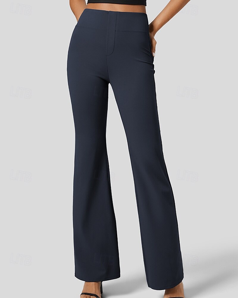 Per donna Gamba larga Pantaloni a zampa Pantaloni Eleganti Streetwear Casual Lunghezza intera Naturale Semplice Tasca Elastico in vita Comodo All'aperto Vacanza Ferie Grigio scuro Nero Verde militare del 2025 a $24.99 –P4