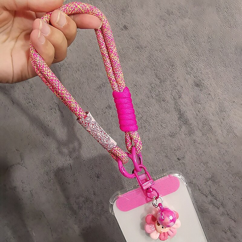 Corde courte imprimée pour téléphone portable, pendentif fleur, corde tissée courte à double usage, corde de suspension robuste pour voyage en plein air pour hommes et femmes de 2025 ? $6.99 –P2