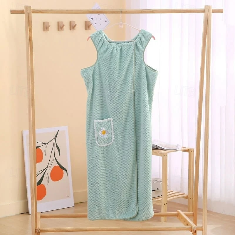 Asciugamano da bagno in pile di corallo, ad asciugatura rapida, assorbente, indossabile, gonna da doccia per donna, morbido, spesso, ad asciugatura rapida, accappatoio per la casa, pigiama del 2025 a $11.99 –P10