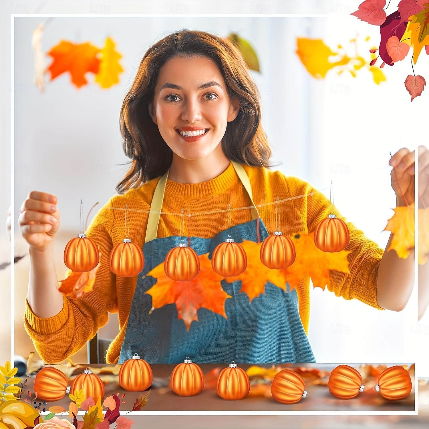 24 stk. hengende halloween gresskarpynt mini høst-Thanksgiving-ballpynt, 5 cm rustikke gresskarkuler i gårdshusstil til høsttre, girlander, borddekorasjon eller høytidsdekor. 2025 - $12.99 –P6
