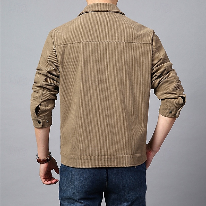 Per uomo Giacca Leggera Giacca in Velluto a Coste Giacca Cargo Giacca Casual Vacanza Quotidiano Caldo Tasca Primavera Autunno Semplice Moda Classico Bavero Regolare Nero Verde Cachi Giacca del 2025 a $58.99 –P6