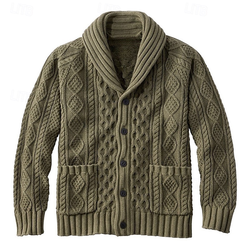 Męskie Sweter Sweter Rozpinany Kable Robić na drutach Zwykłe topy Zapiąć Równina Kołnierz szalowy Urlop Moda Codzienny Dzienne zużycie Odzież Wiosna i jesień Rumiany róż Rumiany róż S M L 2026 - $45.99 –P9