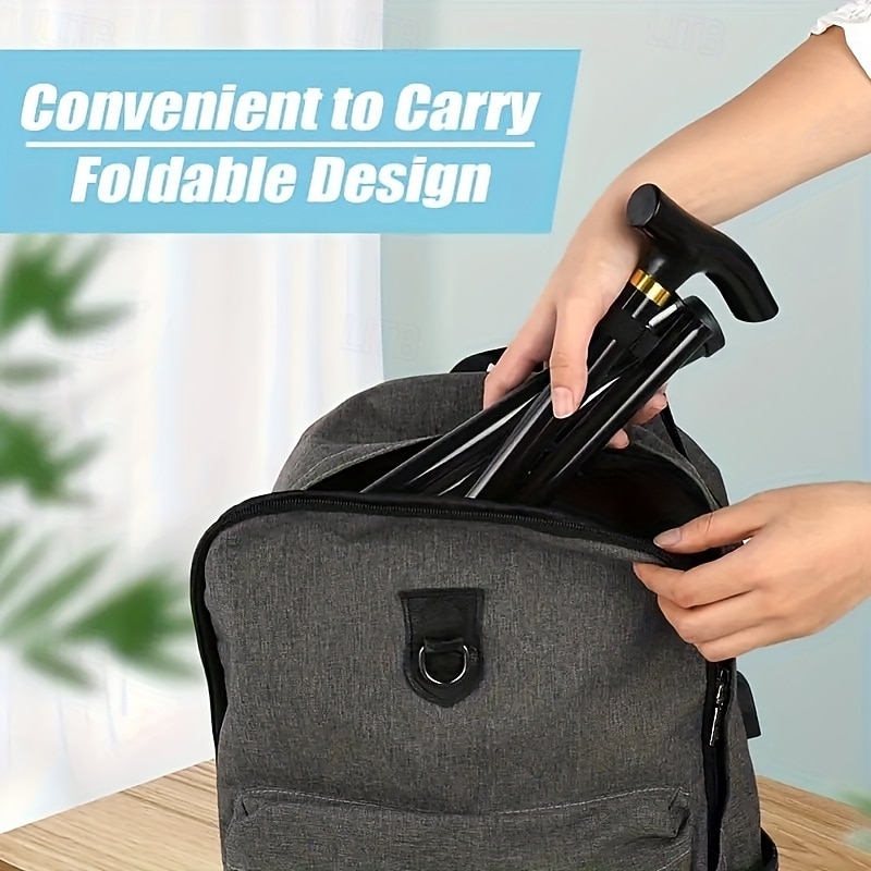 justerbar höjd vandringsstav 1-pack hopfällbar käpp lätt aluminiumlegering kombinationslås resevandringshjälpmedel för män kvinnor äldre - bärbar&amp;hopfällbar (svart) 2026 - $92.99 –P10