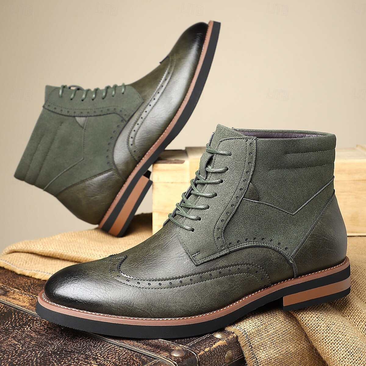 Per uomo Stivali Camminata Vintage Casual Britannico Pelle PU Camoscio Confortevole Antiscivolo Caldo Allacciatura Nero Giallo Marrone Autunno Inverno del 2025 a $54.99 –P5
