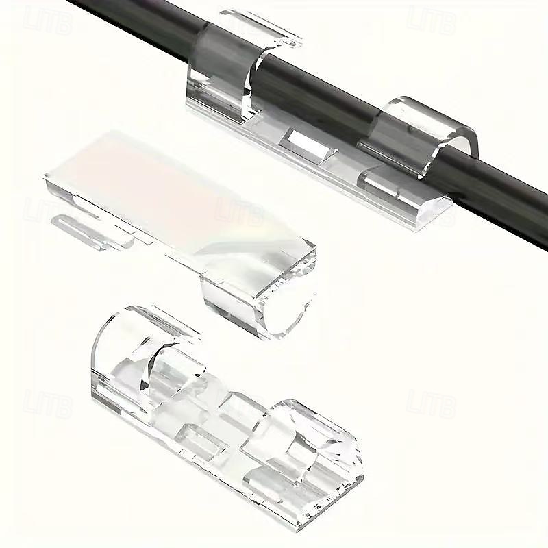 100 transparente selbstklebende Kabelclips für die Verwaltung von Netzkabeln, langlebige Kabelorganisatoren aus durchsichtigem Kunststoff, Kabelhalter für die Wand und unter dem Schreibtisch, 2025 - $9.49 –P3