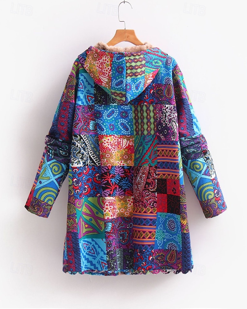 Mujer Abrigo Mantiene abrigado Cómodo Botones Estampado Casual Floral Noche Casual Diario Botonadura Simple Largo Con Capucha Ajuste regular Manga Larga Ropa de calle Amarillo Rojo Azul Piscina Otoño 2025 - $31.99 –P5