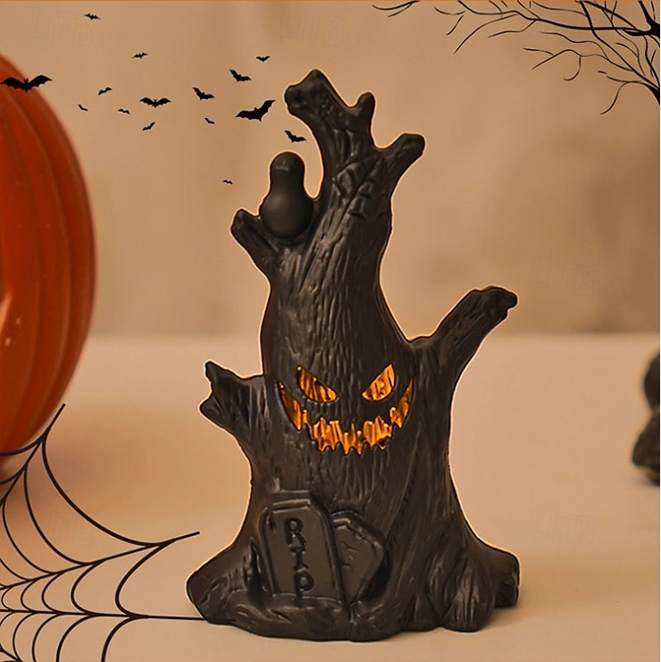 1 pezzo da 15,2 cm di Halloween, a forma di ceppo d'albero con faccia di fantasma, a LED, elettronico, per interni ed esterni, per feste di Halloween, ristoranti, camere da letto, cortili, atmosfera, del 2025 a $7.99 –P3