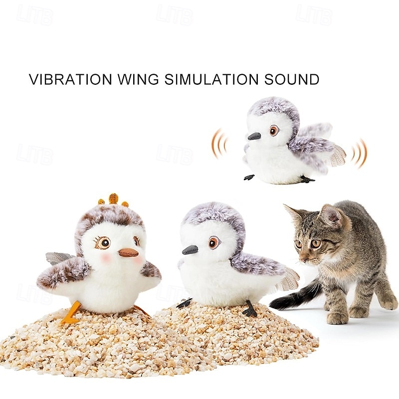 2025年 猫鳥のおもちゃ、タッチで作動する子猫のおもちゃ、音と羽根が付いた室内猫用運動用おもちゃ、室内用インタラクティブ猫用おもちゃ、遊び時間の柔らかい鳥のおもちゃ コレクション – $33.99 –P1