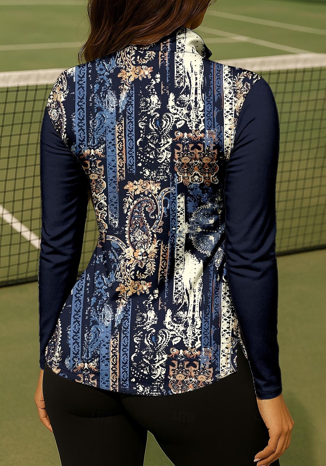 نسائي هندسي Shirt قميص رياضي قميص بولو قميص تنس كم طويل سحاب زهري UPF50+ مقاوم للأشعة فوق البنفسجية عالية المرونة رطوبة فتل متنفس تينس الغولف ركض مرتفعة طوق بسحاب قميص قميص طويل الذراعين أزرق سماوي 2026 - $25.99 –P2