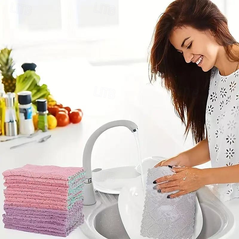 20 panni in microfibra per piatti, asciugamani per la pulizia bifacciali per la cucina, stracci riutilizzabili per piatti, panni per la pulizia dei piatti, prodotti per la pulizia multiuso e accessori del 2025 a $9.49 –P6