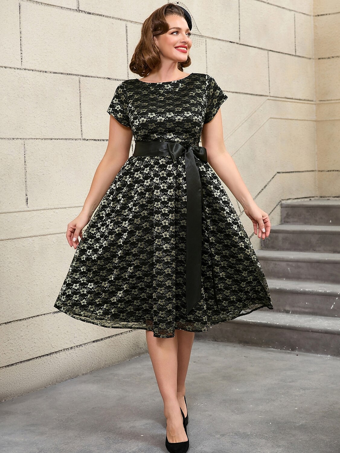 Retro Vintage 1950er Rockabilly Cocktailkleid A-Linien-Kleid Ausgestelltes Kleid Übergröße Blumen A-Linie Rundhals Damen Urlaub Party & Abend Retro-Mottoparty Erwachsene Kleid Frühling & Sommer 2025 - $53.99 –P8