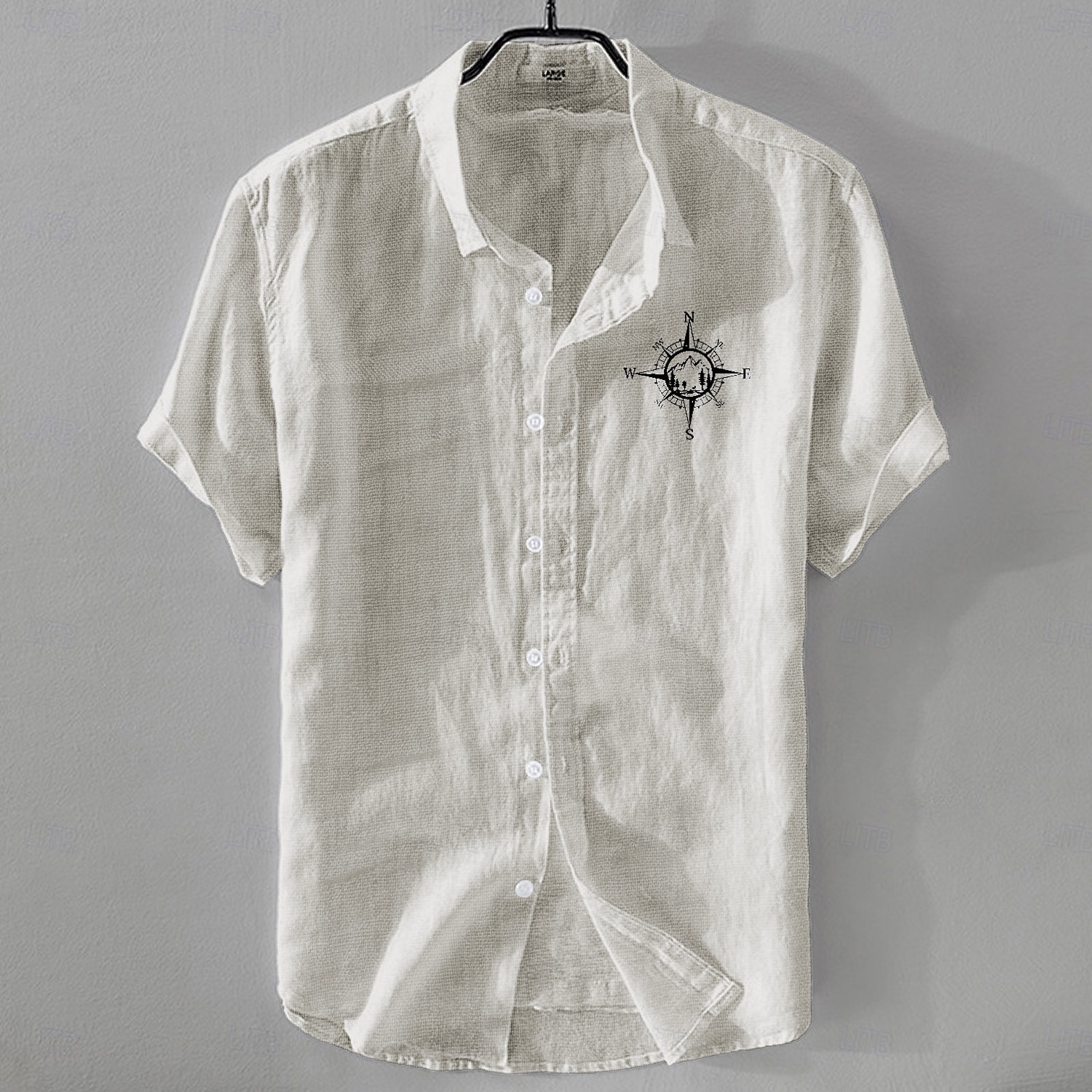 Herren Leinenhemd Freizeithemd Baumwoll-Leinen-Hemd Knopfhemd Muster Urlaub Straße Weiß Dunkelmarine Himmelblau Khaki Kurzarm Revers Sommer Bekleidung Button-Down 2025 - $20.99 –P10