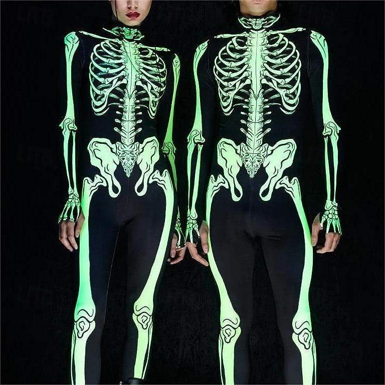koponya csontváz test halloween csoportos páros jelmezek teljes testes macskaruha ijesztő jelmez férfi női fiú gyermek felnőttek előadás buli klub halloween karnevál halottak napja könnyű 2025 - $29.99 –P1