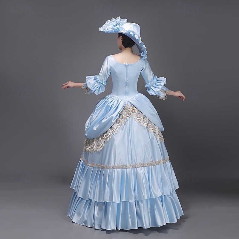 ancien Rococo Renaissance Maxi Robe Normal Juliette Princesse Mariée Plissé Volanté Princesse Col rond Déguisement Femmes Halloween Carnaval Mascarade Soirée Halloween Performance Adultes de 2026 ? $263.59 –P8
