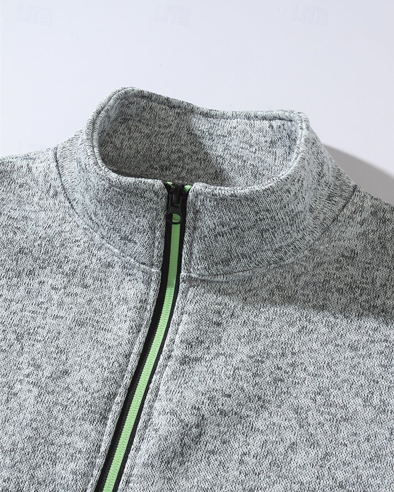 Pánské Mikina Celorozepínací mikina Černá Armádní zelená Námořnická modř Světle šedá Tmavě šedá Stojáček Bez vzoru Kapsy Sporty a outdoor Denní Dovolená Polyester Šik ven Základní Na běžné nošení 2025 - $27.99 –P3