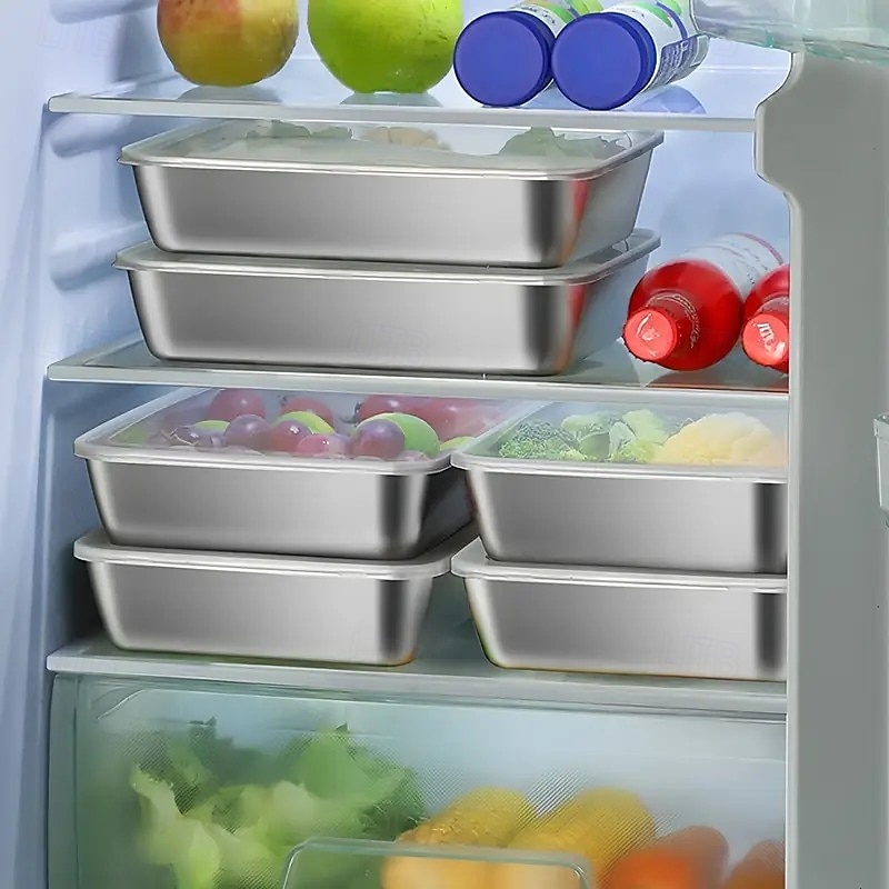 5-Piece Stainless Steel Food Storage Containers with Airtight Lids, Stackable Kitchen Organizer Set for Salad, Fruit, and Meal Prep, Refrigerator Safe, Freezer Friendly, Multipurpose Fresh-Keeping Bowls 2025 - $19.99 –P2
