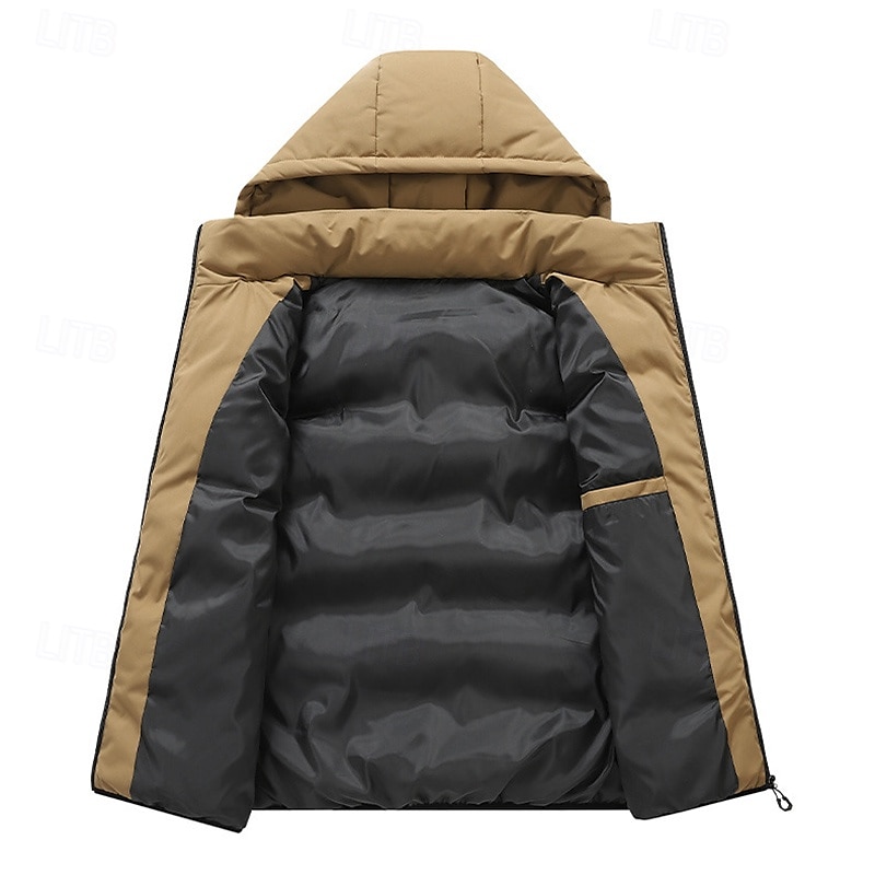 Herren Wanderweste Pufferweste Ärmellos Weste Außen Thermowarm Winter Reißverschluss Tasche Polyester Schwarz Grün Khaki Jagd Angeln Klettern 2025 - $44.99 –P11