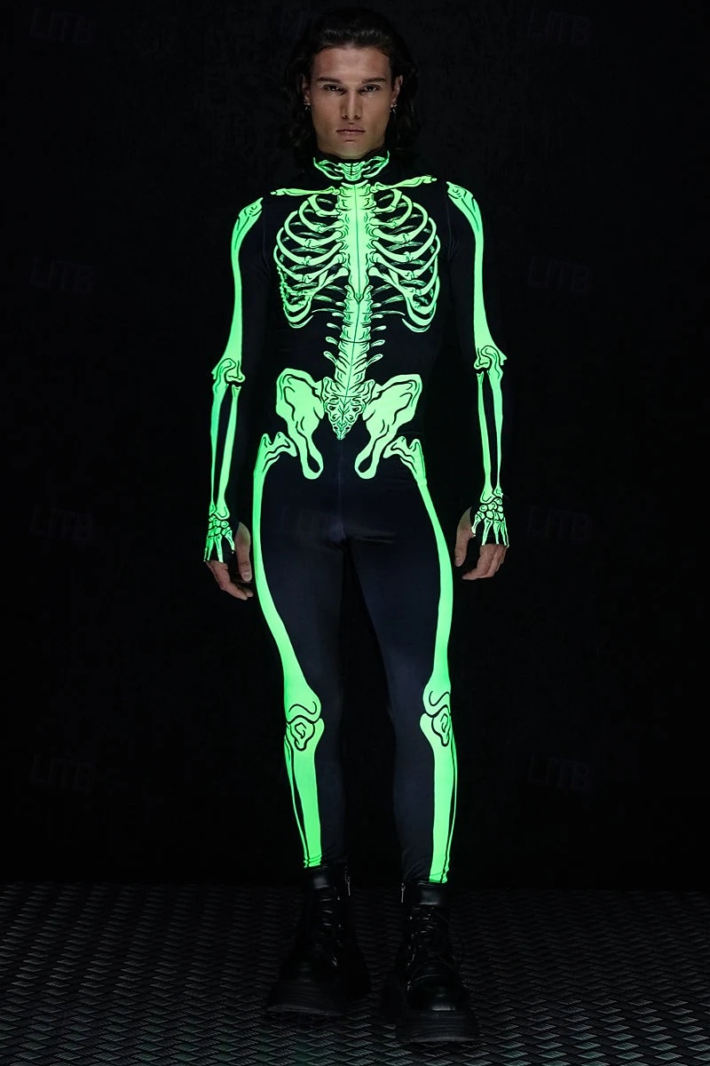 koponya csontváz test halloween csoportos páros jelmezek teljes testes macskaruha ijesztő jelmez férfi női fiú gyermek felnőttek előadás buli klub halloween karnevál halottak napja könnyű 2025 - $29.99 –P2