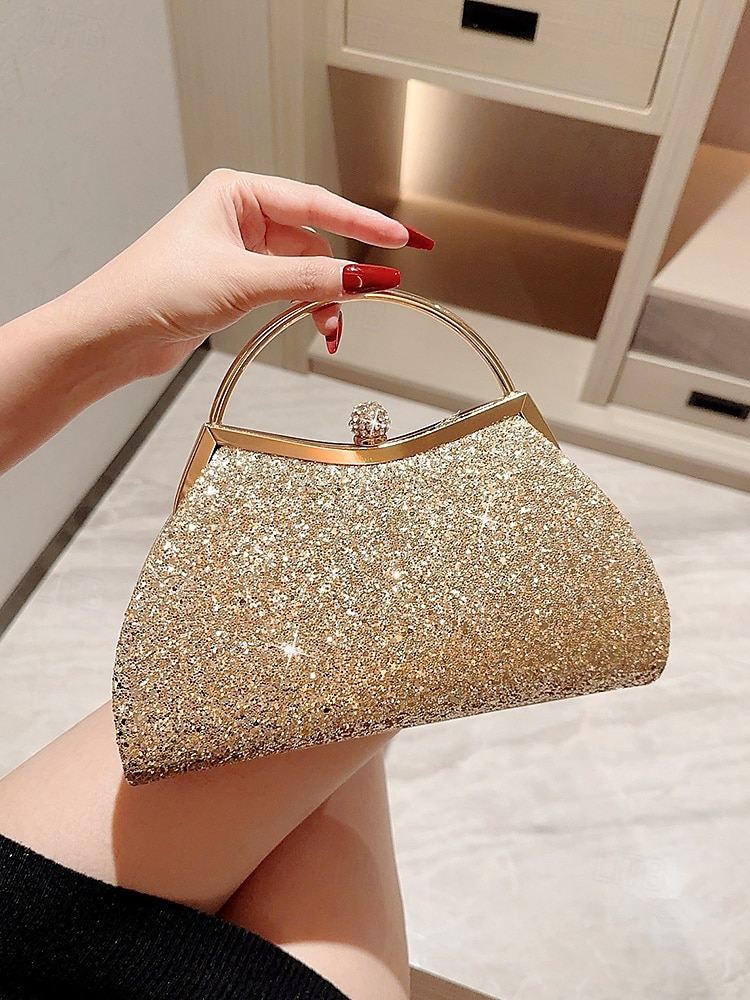 Pochette de soirée pailletée pour femme – Sac à main doré scintillant avec bandoulière chaîne, élégant sac de soirée pour mariages, bals et cocktails de 2025 ? $19.99 –P3