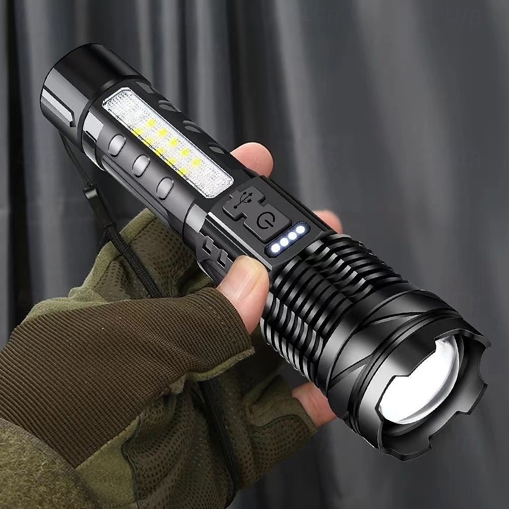 Lampe de poche tactique rechargeable, lampes de poche puissantes à haute luminosité avec 7 modes d'éclairage, feu latéral d'avertissement COB, étanchéité IPX6, faisceau zoomable, lampe de poche de 2025 ? $16.49 –P7