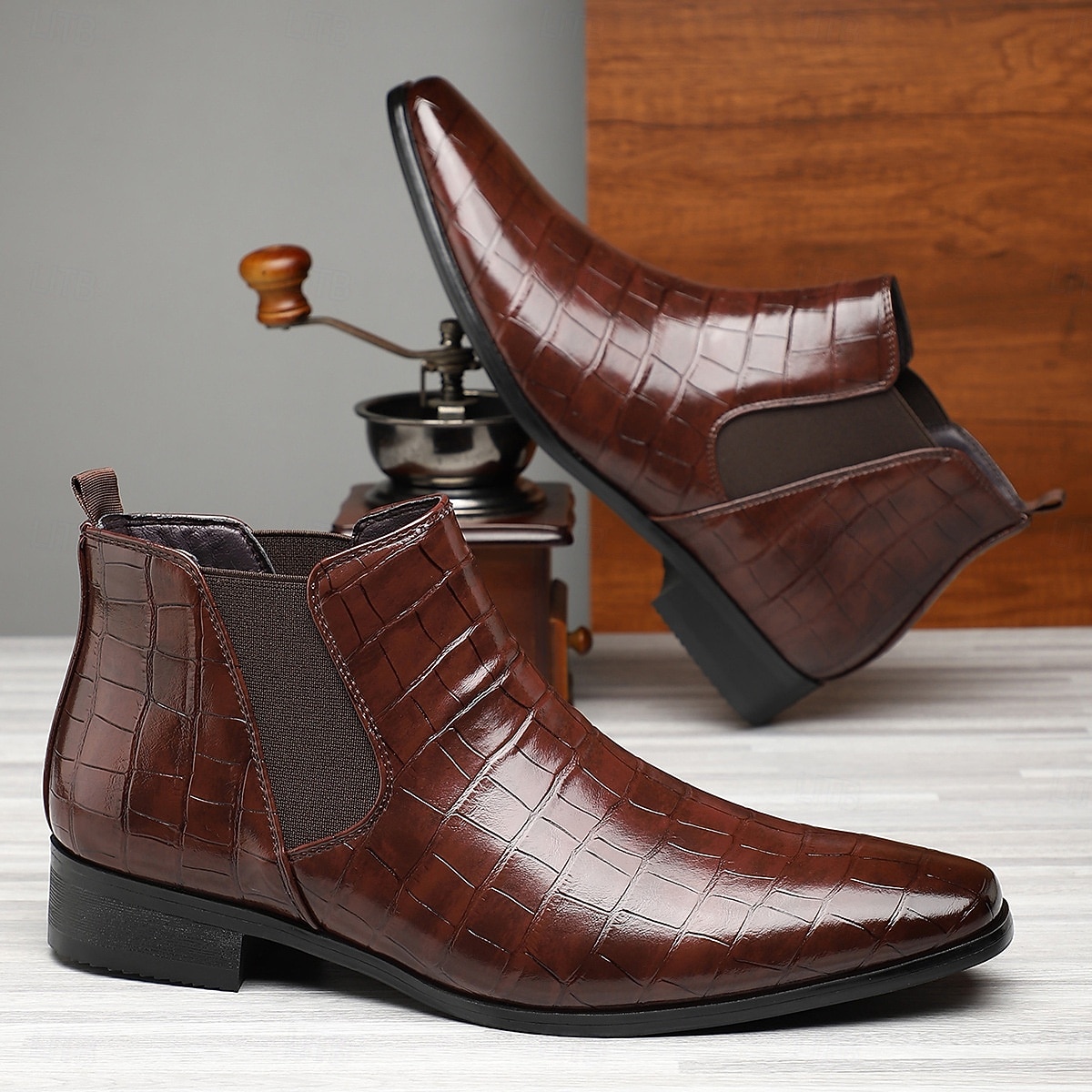 Homens Botas Botas Chelsea Caminhada Vintage Casual Pele PU Confortável Antiderrapante Quente Mocassim Vinho Preto Outono Inverno de 2026 por $54.99 –P2