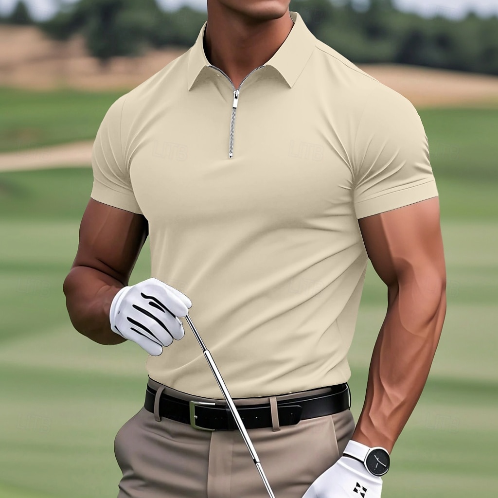 Homme Polo Polo quart de zip Occasionnel Sports Revers Zip quart Manche Courte Mode Basique Uni Quart de zip Été Printemps Coupe Standard Vert Armée Vin Noir Blanche bleu marine Bleu Roi Polo de 2025 ? $12.99 –P2