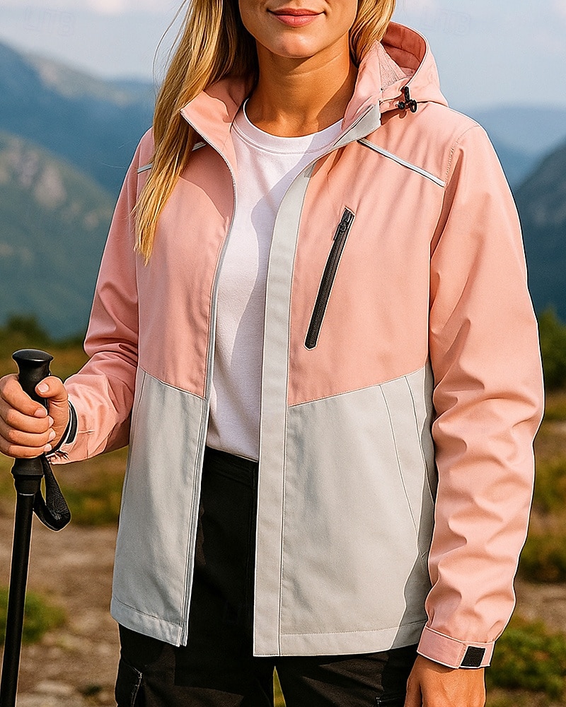 Dame Vindtett jakke Turjakke Hardshell jakke Utendørs Vanntett Vindtett Turantrekk Turklær Vår Høst Topper Camping / fotturer / grotting Løp Lapper Rosa Lilla Grønn 2025 - $23.19 –P1