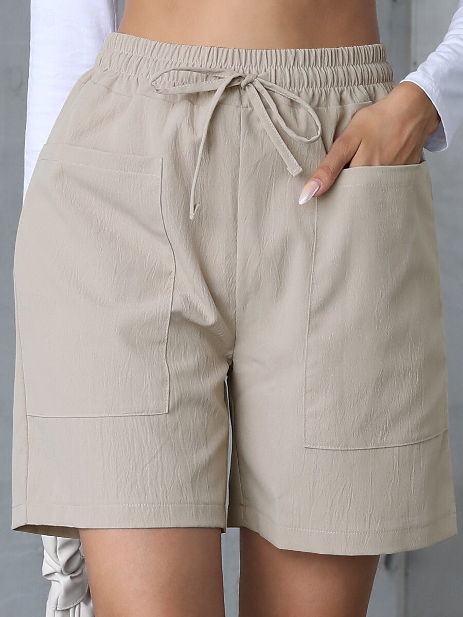 Pentru femei chinez Pantaloni Scurți De Bază Casual Scurt Talie Înaltă Simplu Buzunar Curea elastică Confortabil Απαλό Comfortabil Strech În aer liber Stradă Caisă Alb Roz Îmbujorat Albastru piscină 2025 - $15.99 –P6