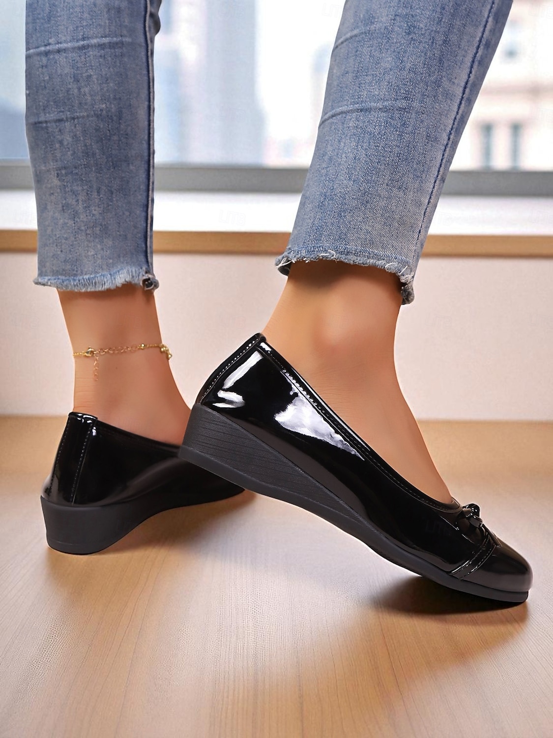 sapatilhas femininas de couro envernizado vermelho com laço - sapatos sociais clássicos de bico redondo e sem cadarço para adolescentes e mulheres, ideais para a escola, trabalho e roupas casuais do de 2025 por $19.99 –P5