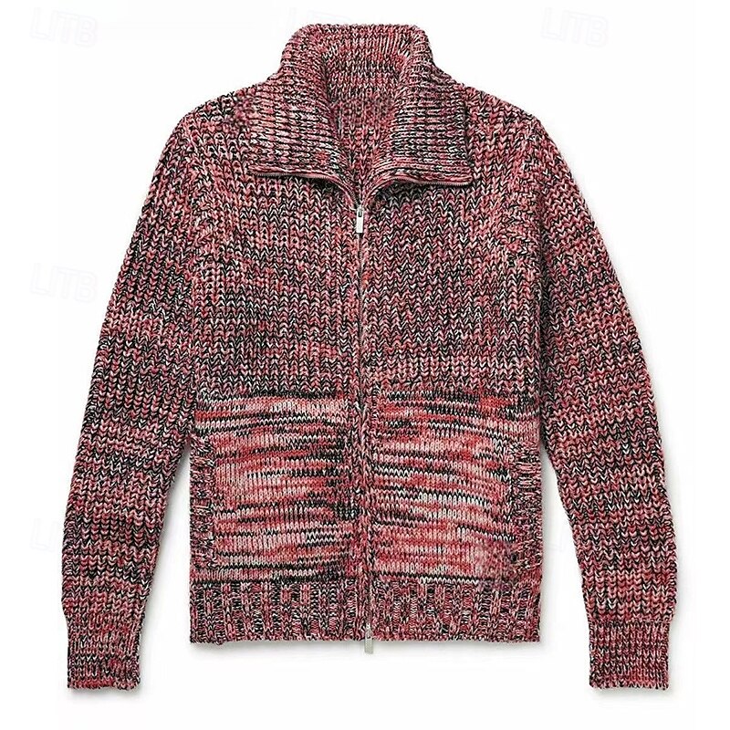 Per uomo Felpa Cardigan A Coste Maglia Top Regolari Lavorato a maglia Semplice Colletto ripiegato Vacanza Moda Casuale Abbigliamento quotidiano Abbigliamento Primavera & Autunno Nero Rosso M L XL del 2025 a $44.99 –P5