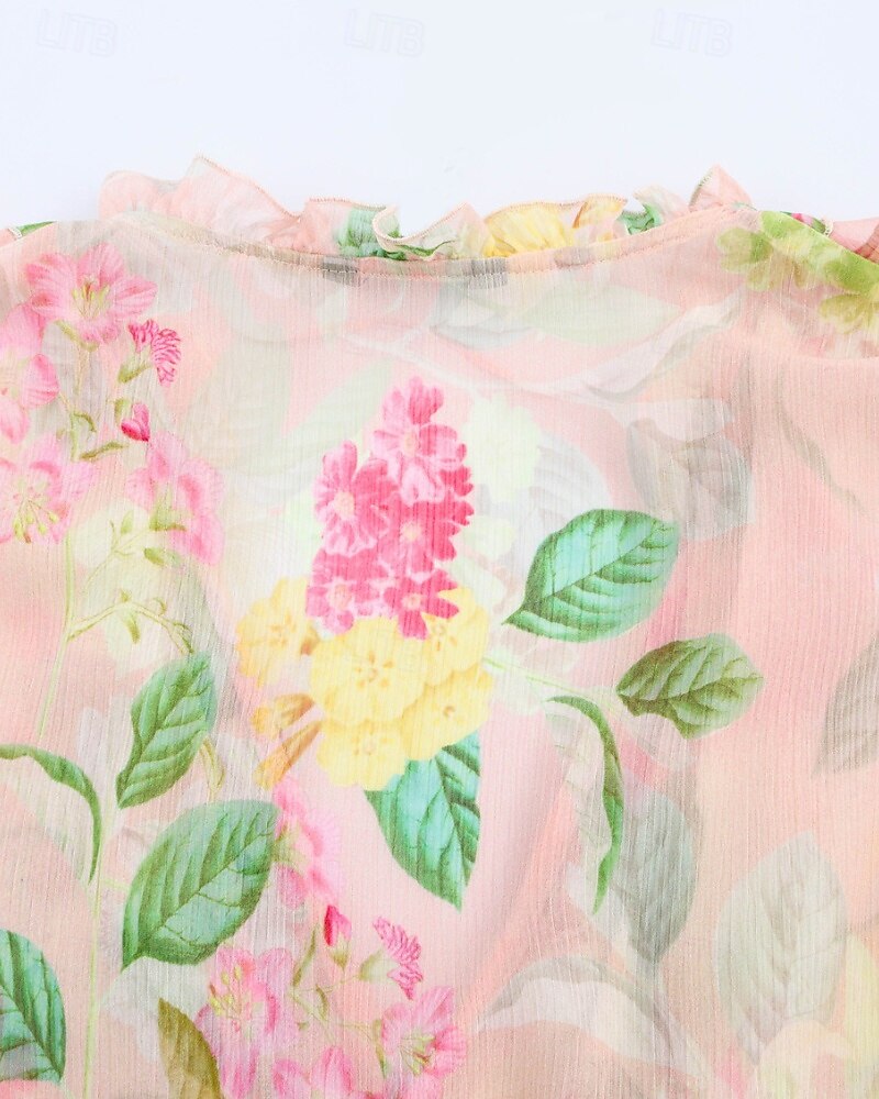 Dame Skjorte Bluse Blomsternål i krystall Stilfull Moderne Langermet V-hals Vanlige topper Ferie Ut på byen Trykt mønster Rosa Høst 2025 - $28.99 –P11