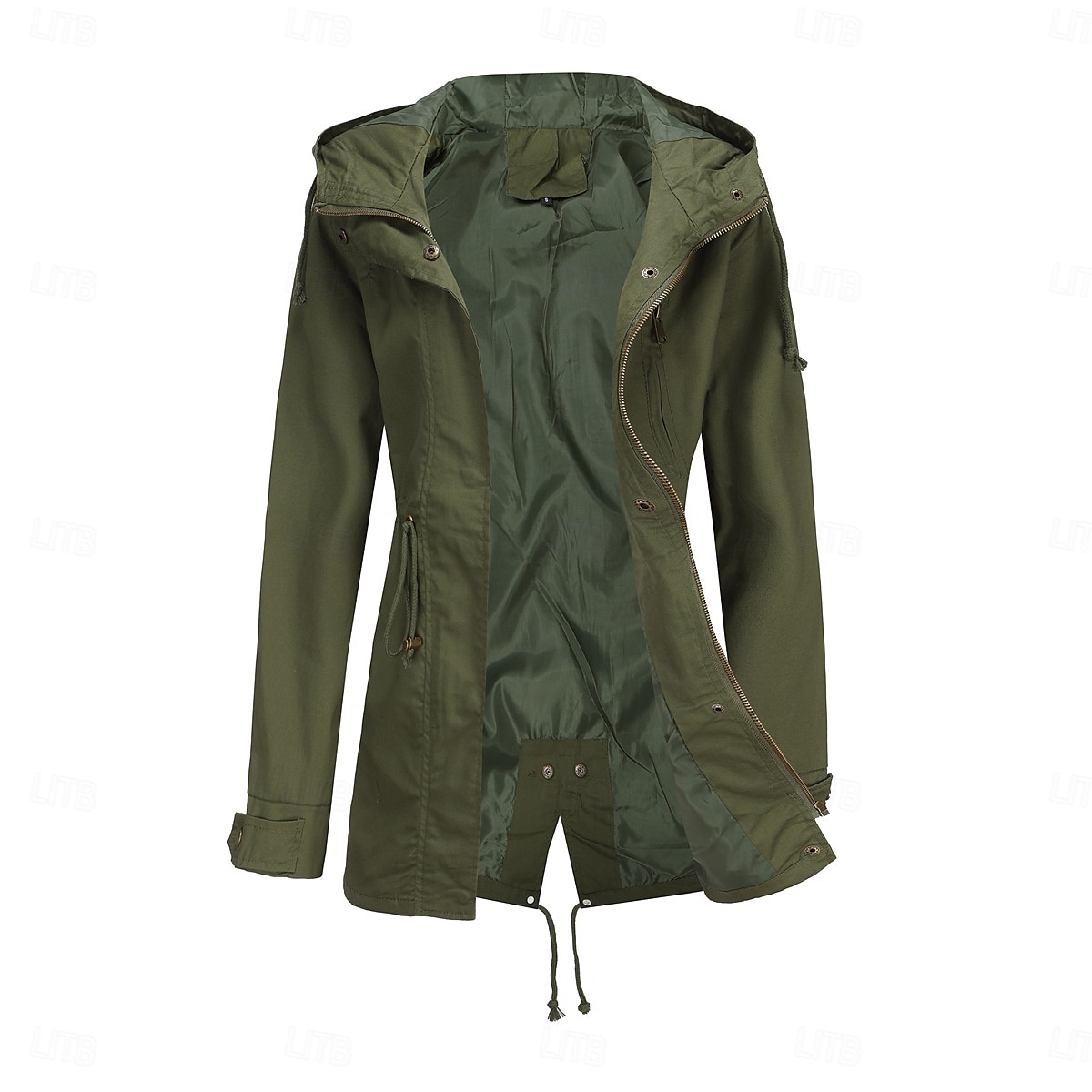 Per donna Cappotto Impermeabile Confortevole Cerniera completa Coulisse Moda Stile da Strada Semplice All'aperto Casual Quotidiano Lungo Con Cappuccio Vestibilità regolare Manica Lunga Capispalla del 2025 a $41.99 –P8