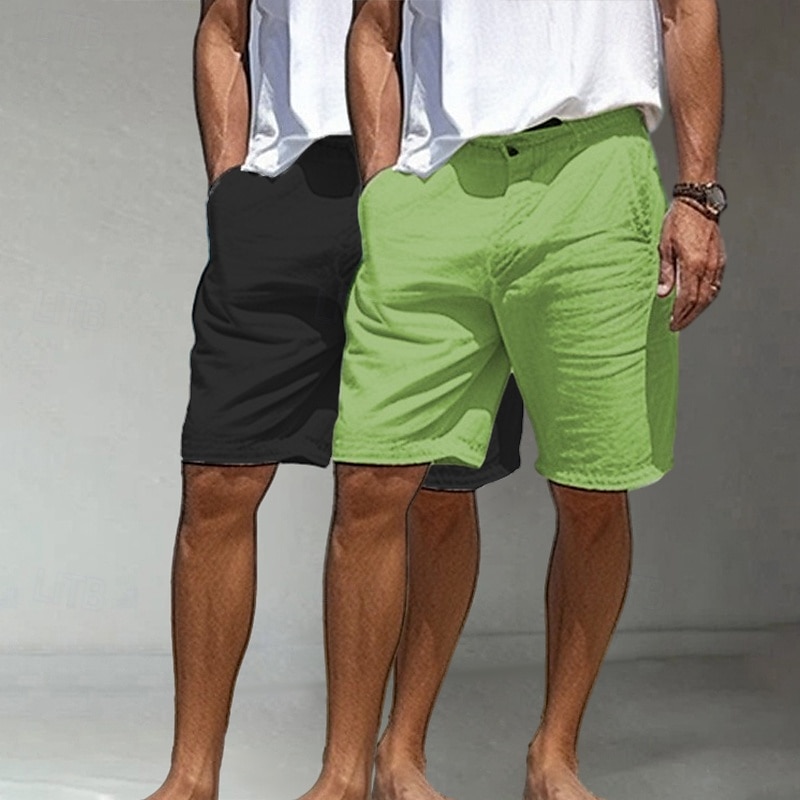 Per uomo Shorts Shorts di Lino Shorts eleganti Pantaloncini Estivi Shorts da Spiaggia Tasca Bottoni Gamba Dritta Semplice Comodità Traspirante Lunghezza al ginocchio Casuale Quotidiano Ferie Vacanza del 2025 a $27.99 –P12